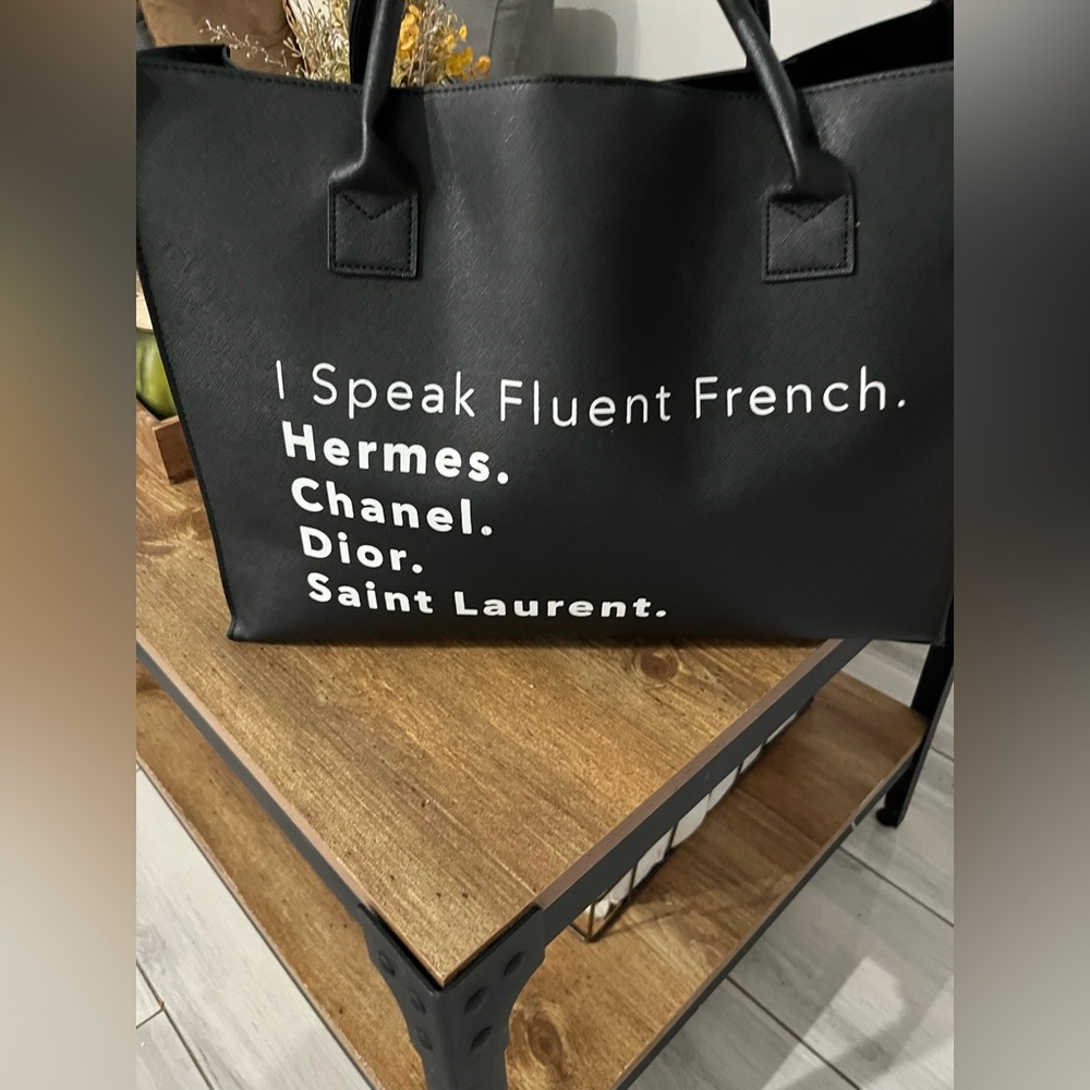 LA/TC Black Tote Bag with White Text